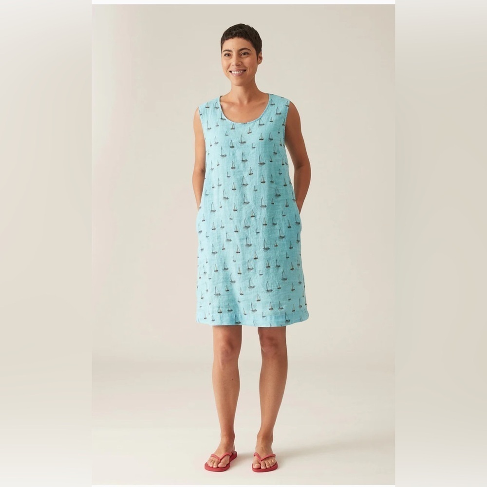 Cut•Loose | Sailboats Linen A- Line Shift Dress